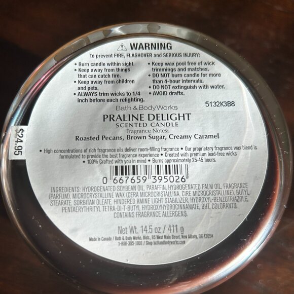 Bath & Body Works Praline Delight 3-Wick Candle NEW - Picture 4 of 4